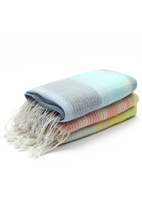 Fun Multi-Coloured Stripe Tassel Linen Scarf - Fashion Scarf World
