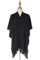 Metallic Thread & Pearl Knitted Tassel Poncho - Fashion Scarf World