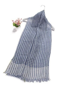 Classic Gingham Frayed Linen Scarf - Fashion Scarf World