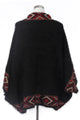 Eyelash Yarn Aztec Border Print Poncho - Fashion Scarf World