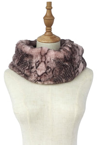 Snakeskin Print Faux Fur Soft Snood - Fashion Scarf World