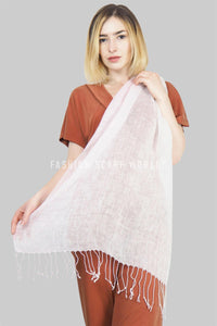 Pastel Tonal Plain Tassel Linen Scarf - Fashion Scarf World