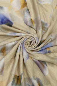Magnolia Flower Print Frayed Scarf