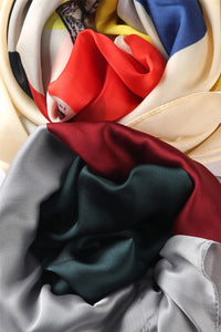 Block Colour Horse Print Silk Scarf - Fashion Scarf World