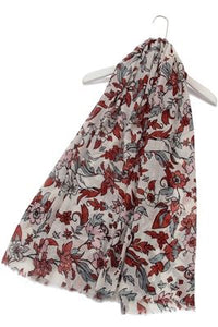 Marigold Flower Print Frayed Scarf - Fashion Scarf World