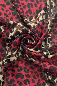 Leopard Print Plaid Chiffon Scarf