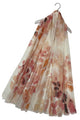 Ink Blot Leaves Print Scarf with Frayed Edge