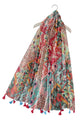 Colourful Floral Patchwork Tassel Scarf
