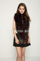 Long Multi Colour Faux Fur Collar - Black/Purple/Blue - Fashion Scarf World