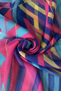 Vibrant Zigzag Print Chiffon Scarf