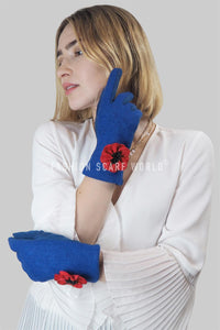 3D Poppy Flower Touchscreen Gloves - Fashion Scarf World