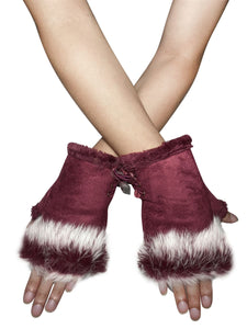 Plain Real Fur Fingerless Mittens