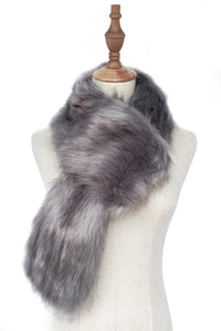 Plain Faux Fur Pull Through Scarf - Grey - Fashion Scarf World