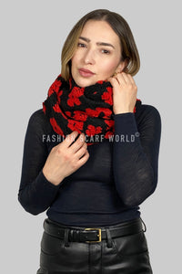 Faux Fur Shearling Flower Print Snood