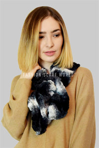 Slim Furry Ruffle Pull Through Scarf