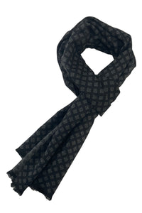 Mens Unisex Repeat Diamond Print Scarf with Frayed Edge