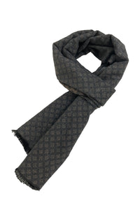 Mens Unisex Repeat Diamond Print Scarf with Frayed Edge