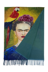Frida Kahlo & Parrot Art Print Tassel Scarf