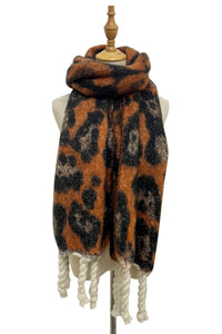 Leopard Print Chunky Tassel Blanket Wrap