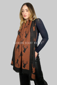 Repeat Stag Print Wool Scarf