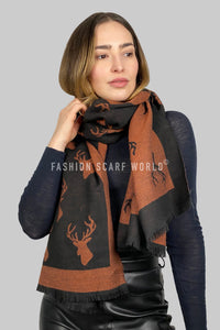 Repeat Stag Print Wool Scarf