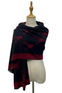 Repeat Stag Print Wool Scarf