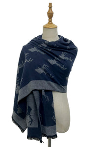 Repeat Stag Print Wool Scarf