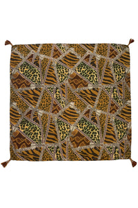 Animal Print Patchwork Square Tassel Scarf