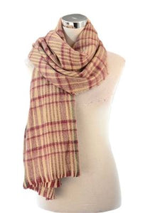 All Over Check and Stripe Print Scarf