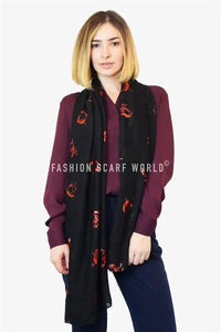 Robin Bird Foiled Print Scarf - Fashion Scarf World