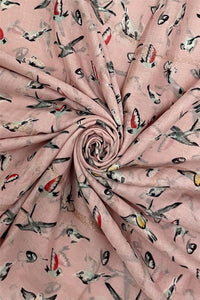 Summer Bird & Butterfly Print Scarf with Frayed Edge
