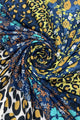 Leopard & Floral Stripe Print Square Tassel Scarf