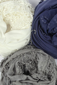 Trapezoid Butterfly Lace Tassel Scarf - Fashion Scarf World