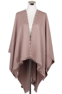 Pearl Bead Border Poncho Wrap - Fashion Scarf World