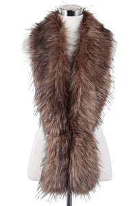 Long Two Tone Faux Fur Collar - Brown - Fashion Scarf World
