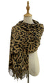 Luxe Leopard Print Wool Tassel Scarf