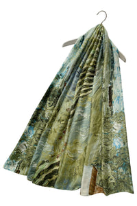 Painted Farmhouse Scene Print Silk Scarf - Fashion Scarf World
