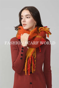 Large Check Woven Tassel Blanket Wrap - Fashion Scarf World