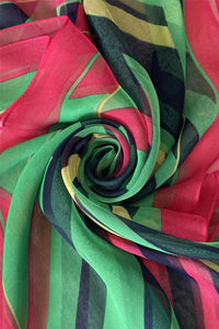 Vibrant Zigzag Print Chiffon Scarf