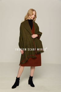 Plain Colour Print Frayed Wrap - Fashion Scarf World