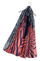 Abstract Waves & Stripes Print Silk Scarf