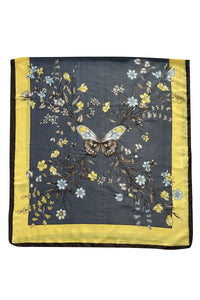 Butterfly and Branches Print Silk Scarf