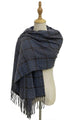 Woven Textured Check Blanket Tassel Scarf