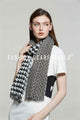 Houndstooth & Herringbone Print Frayed Scarf - Fashion Scarf World