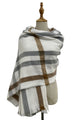 Cosy Plaid Tartan Soft Wool Blanket Frayed Scarf