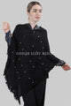 Arrow Knit & Pearl Tassel Poncho - Fashion Scarf World