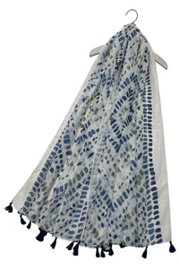 Shibori Tie Dye Inspired Tassel Scarf