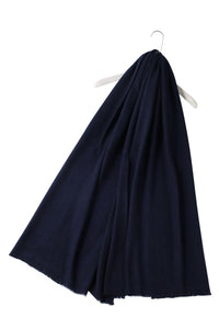 Plain Colour Pure Cashmere Scarf - Navy Blue - Fashion Scarf World