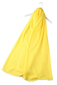 Plain Colour Pure Cashmere Scarf - Yellow - Fashion Scarf World