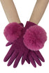 Faux Fur Pom Pom Touch Screen Gloves